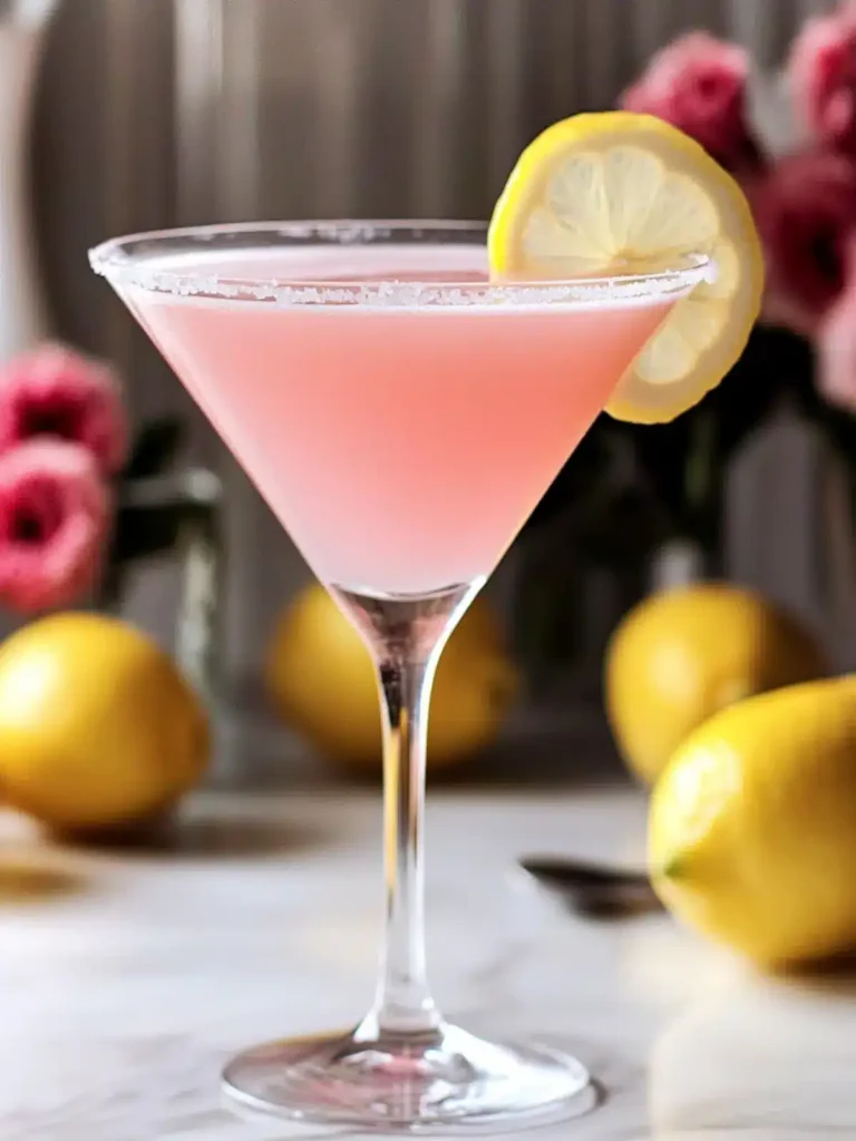 Refreshing Pink Lemon Drop Martini with Pink Whitney Vodka